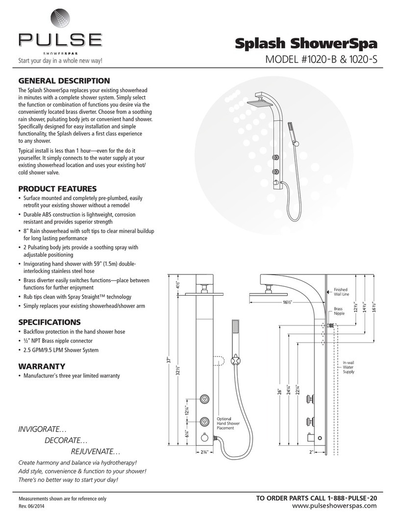 PULSE+ Splash ShowerSpa 1020-B manual
