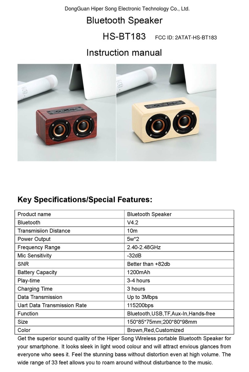 DongGuan Hiper Song Electronic Technology HS-BT183 instruction manual
