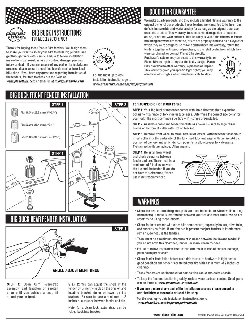 Planet Bike 7033 installation manual