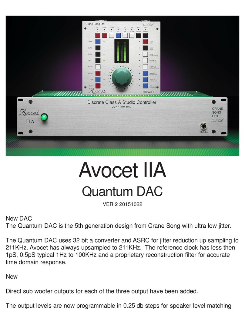 Crane Song Avocet IIA Quantum DAC manual