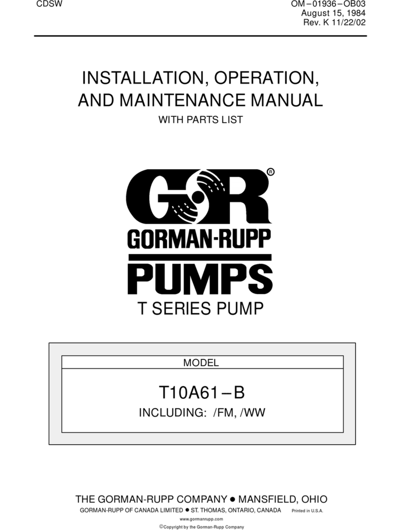 GORMAN-RUPP PUMPS T SERIES Installation, operation and maintenance manual