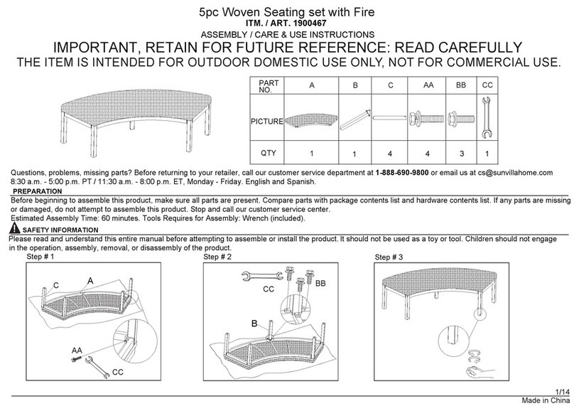 SUNVILLA 1900467 Assembly / care & use instructions