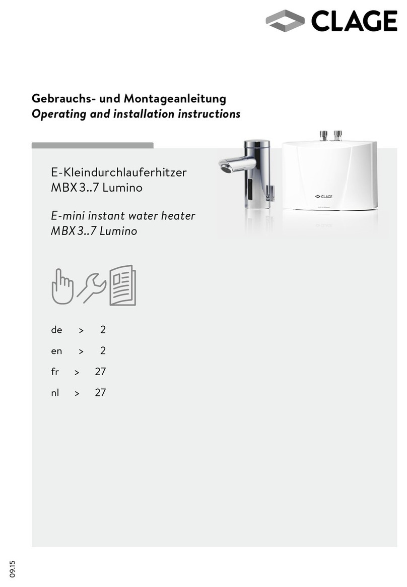 clage MBX 3 Lumino Operating and installation instructions