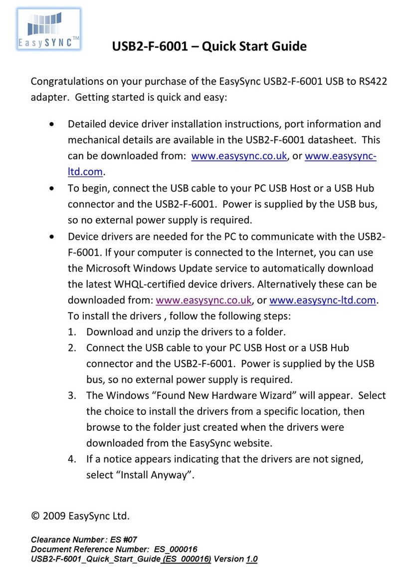 EasySync USB2-F-6001 quick start guide
