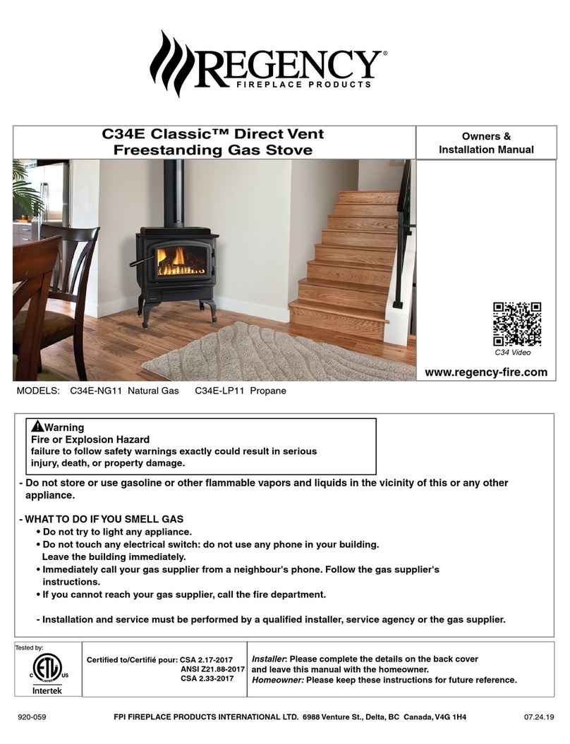 Regency Fireplace Products Classic C34E Owners & installation manual