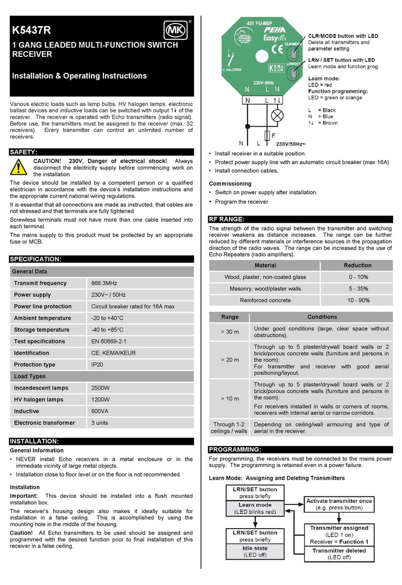 MK K5437R Installation & operating instructions