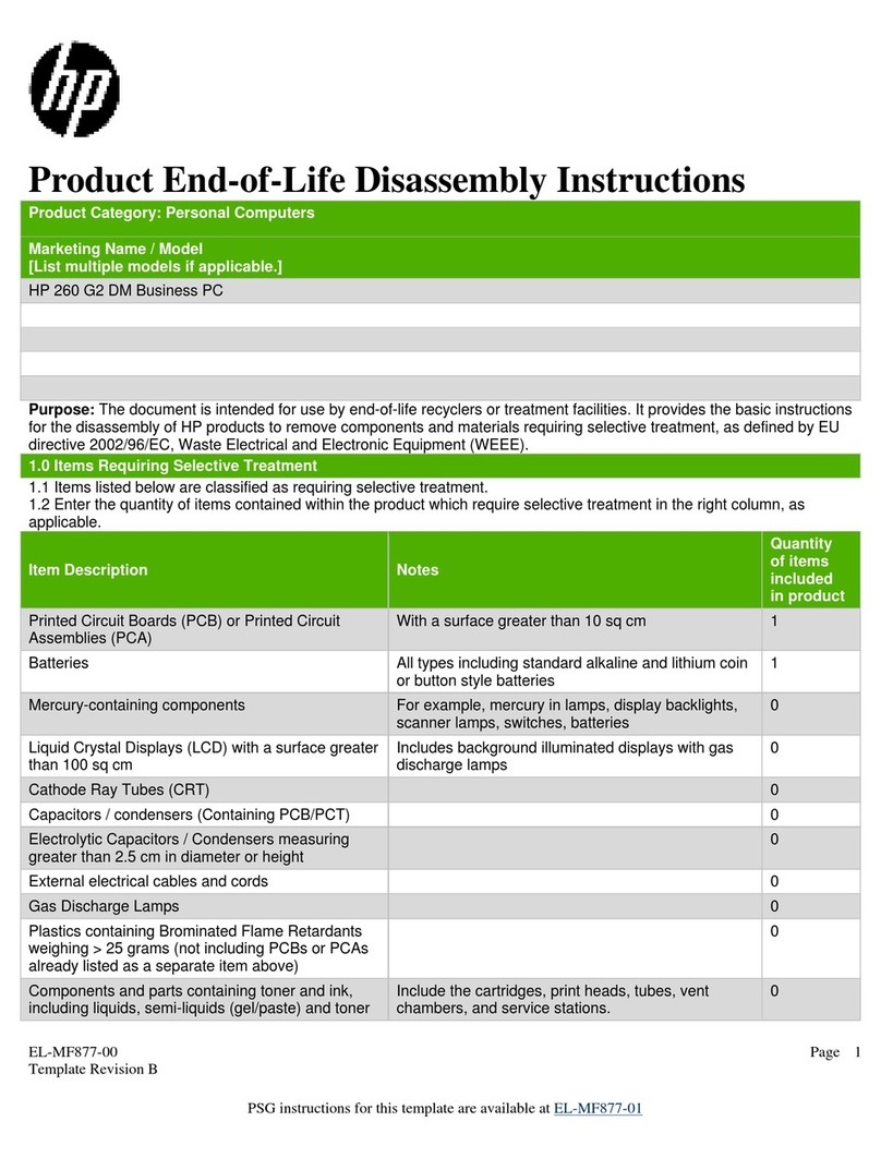 HP 260 G2 DM Product End-of-Life Disassembly Instructions