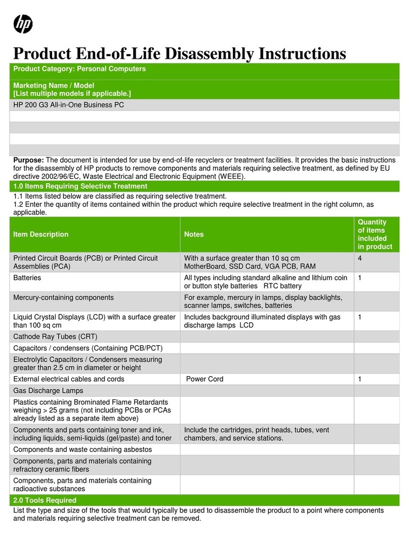 HP 200 G3 Product End-of-Life Disassembly Instructions