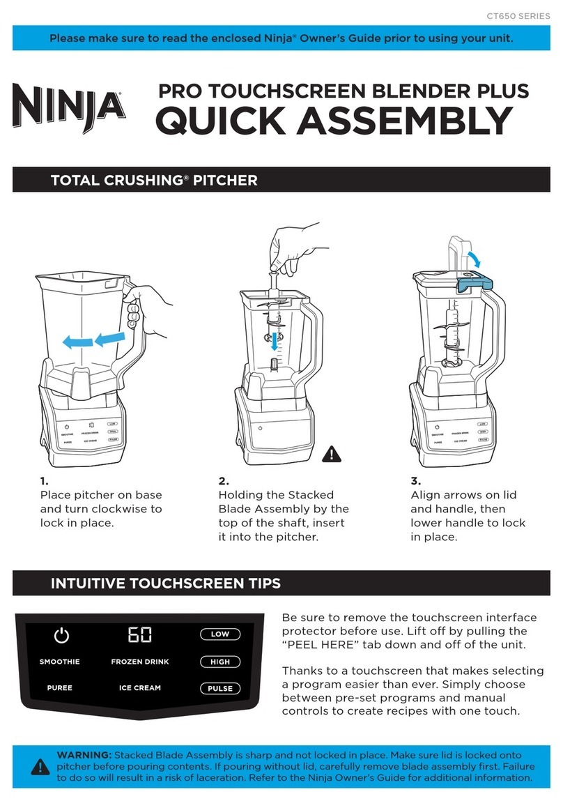 Ninja Total Crushing Pitcher Pro Touchscreen Blender Plus CT650... User manual