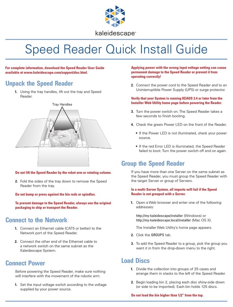 Kaleidescape Speed Reader Quick install guide