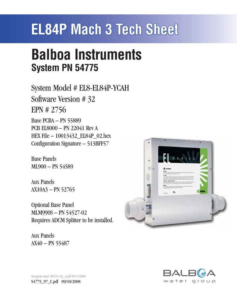 Balboa Instruments EL8-EL84P-YCAH Tech sheet