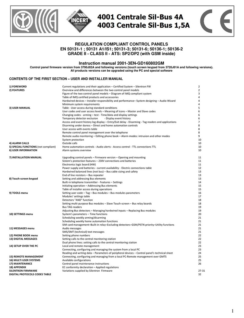 SILENTRON 4001 Centrale Sil-Bus 4A instruction manual
