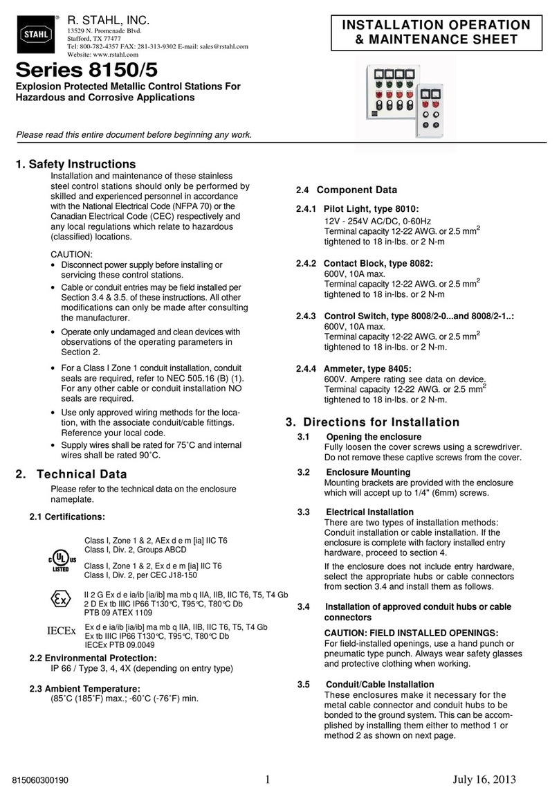 Stahl 8150/5 Series Installation, Operation & Maintenance Sheet