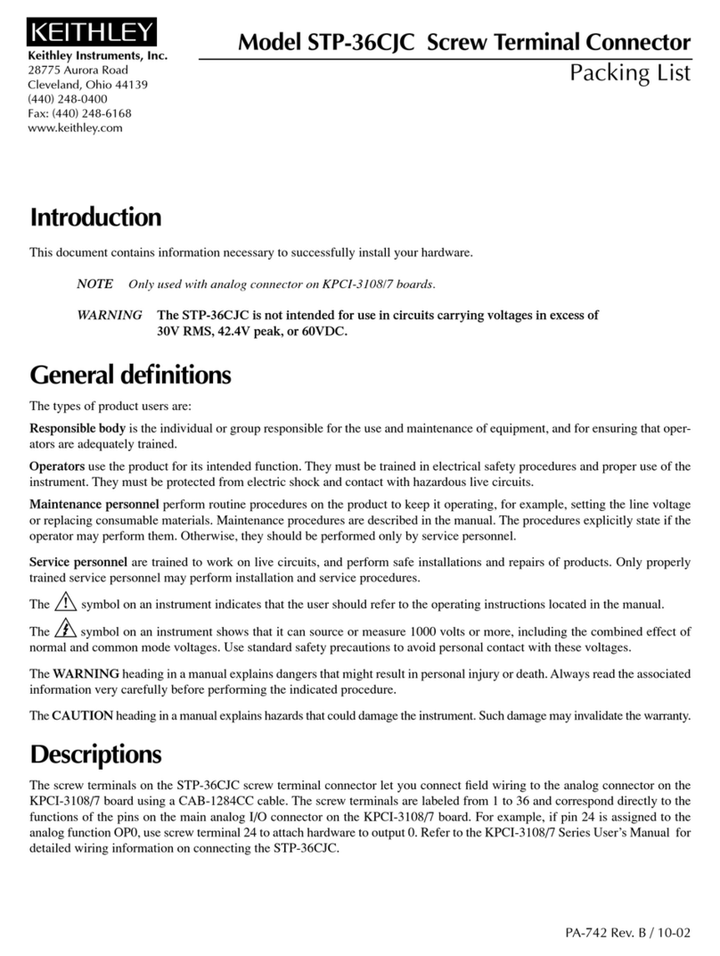 Keithley STP-36CJC quick start guide