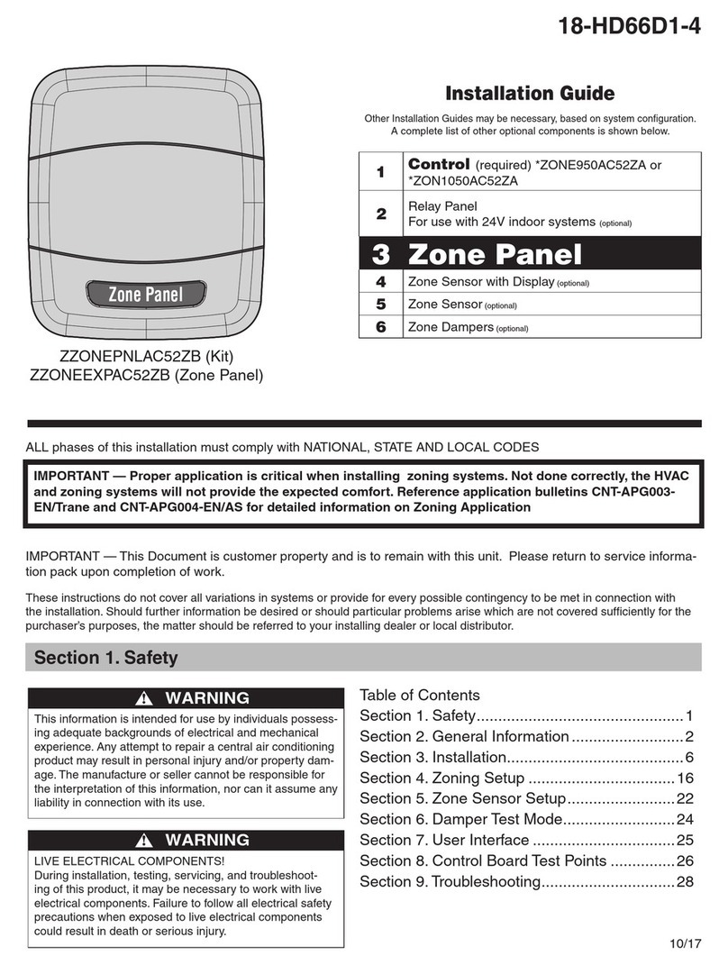 Trane Zone Panel User manual