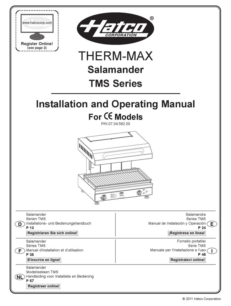 Hatco Therm-max Salamander Installation and operating manual