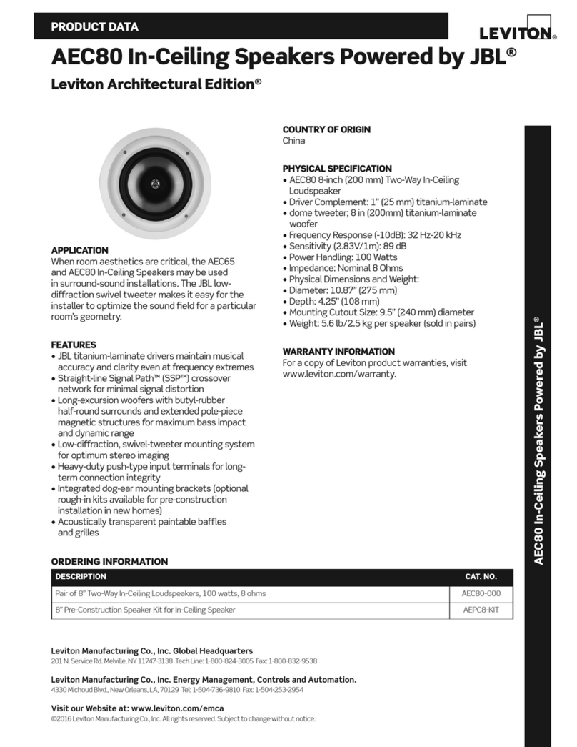Leviton JBL AEC80 Operation manual