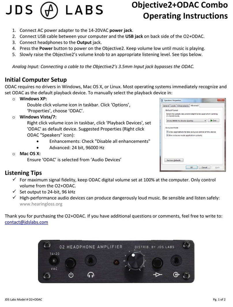 JDS Labs O2+ODAC User manual
