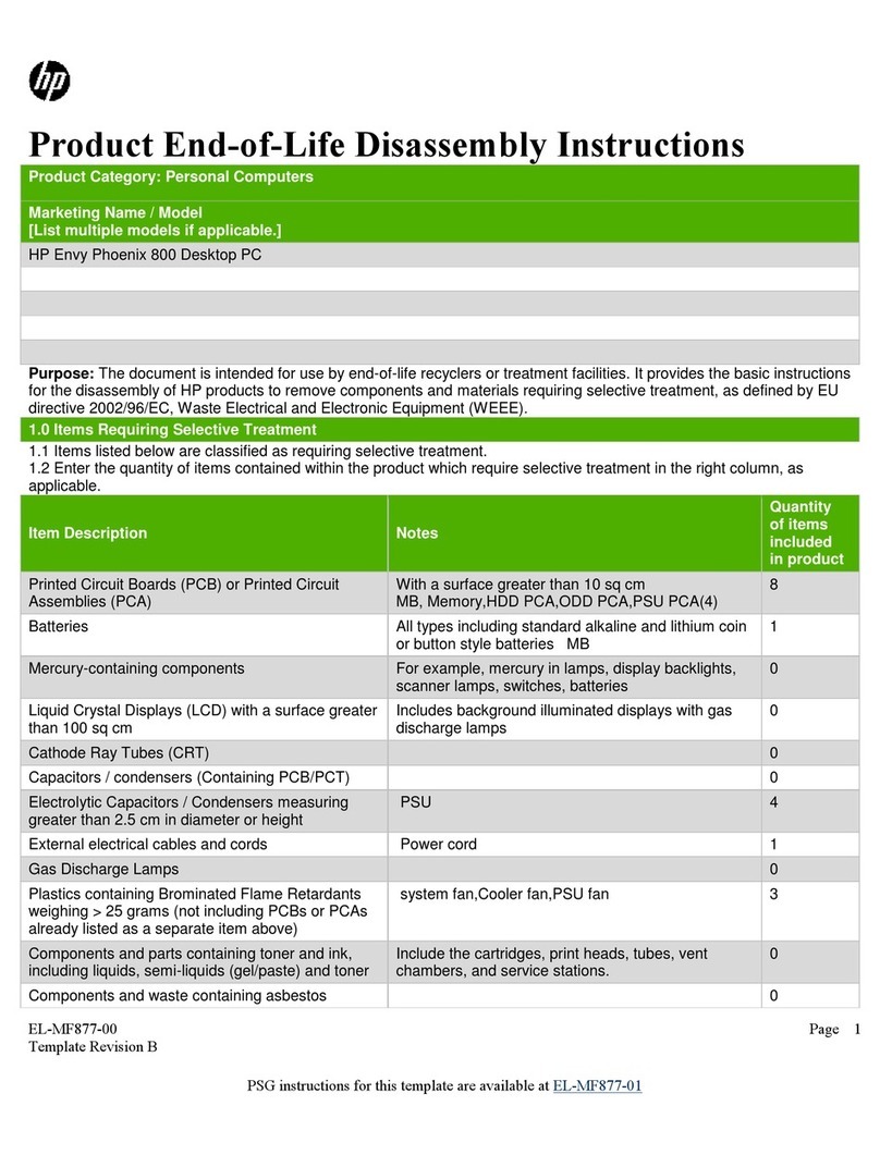 HP Envy Phoenix 800 Disassembly instructions