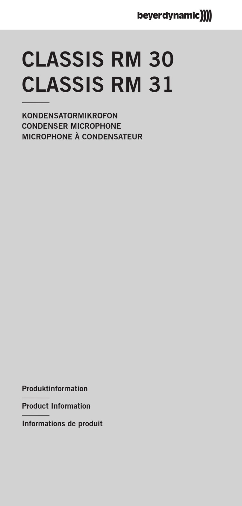 Beyerdynamic CLASSIS RM 30 User manual