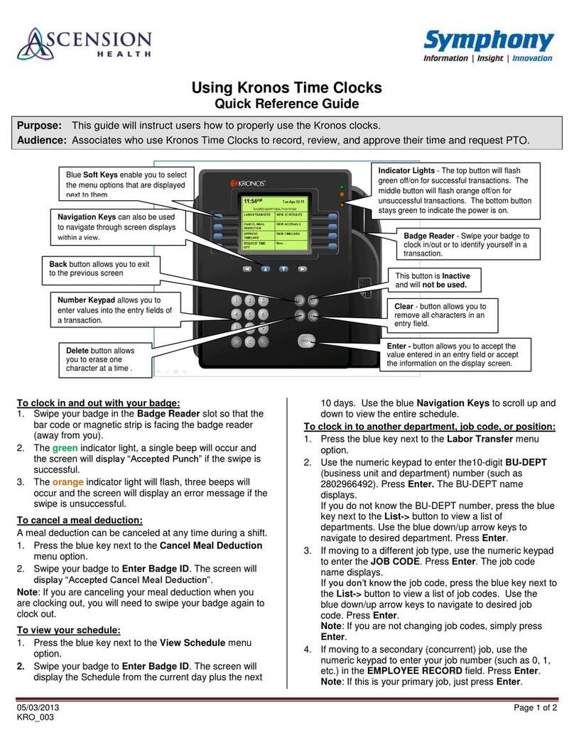 Ascension Symphony Kronos Quick reference guide