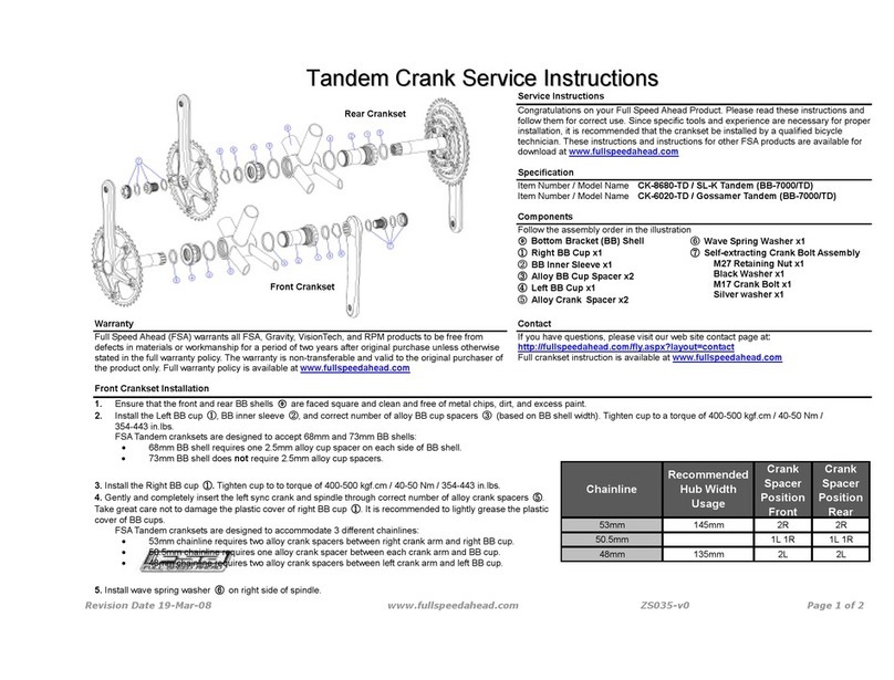 FSA Tandem Crank ZS035 Operating instructions
