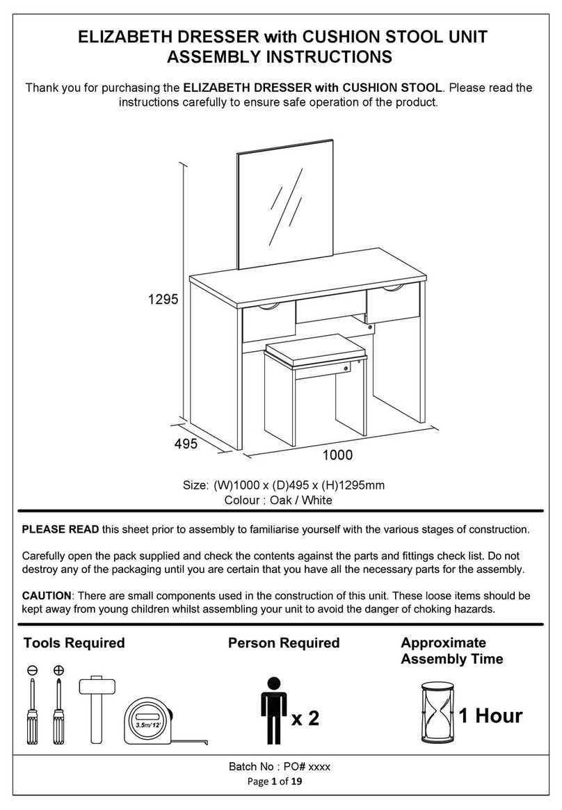 GFW ELIZABETH DRESSER with CUSHION STOOL UNIT User manual GFW ELIZABETH DRESSER with CUSHION STOOL UNIT User manual