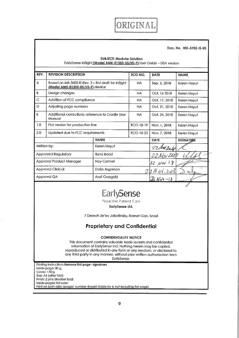 EarlySense InSight AME-01350-US user guide