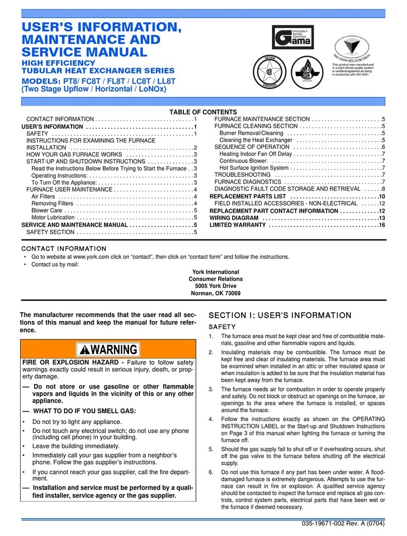 York PT8 User's information, maintenance and service manual