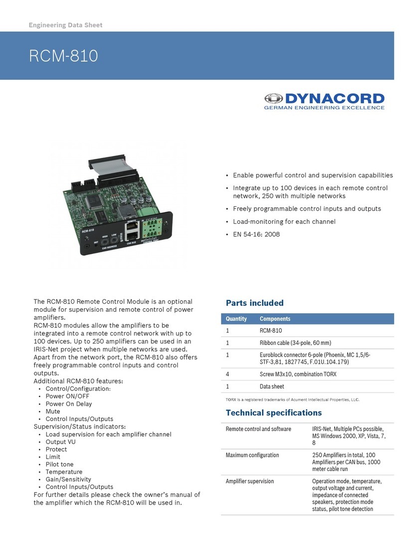 Dynacord RCM-810 CONTROLLER MODULE - Instruction Manual