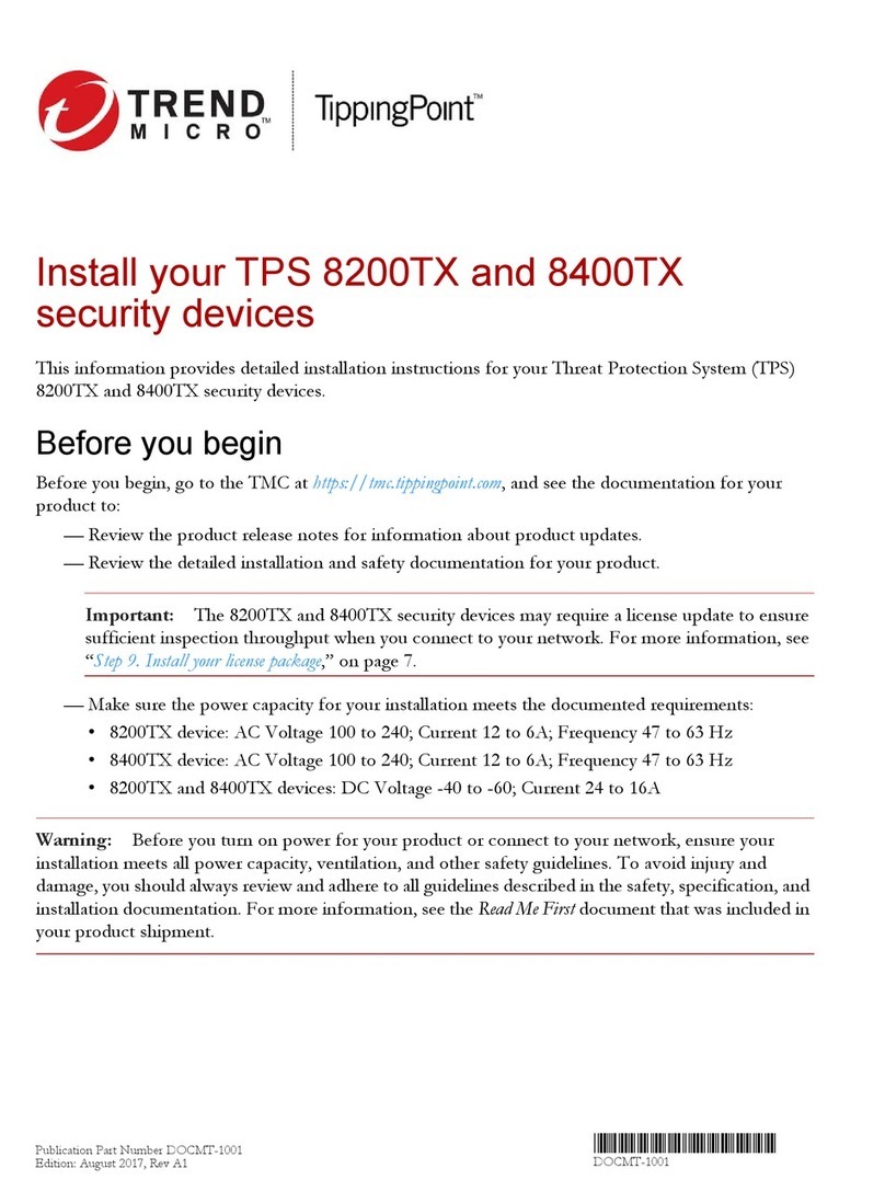 Trend Micro TippingPoint TPS 8200TX installation instructions Trend Micro TippingPoint TPS 8200TX installation instructions