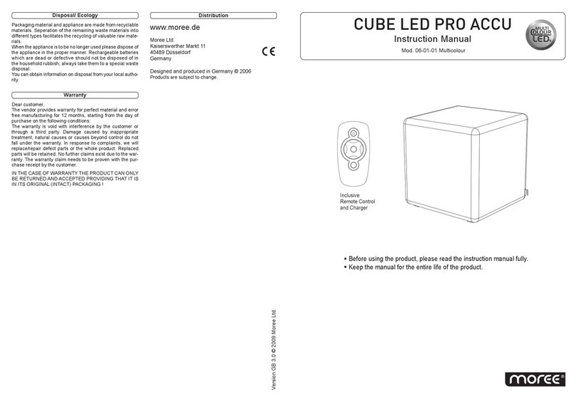 Moree CUBE LED PRO ACCU 06-01-01 Multicolour instruction manual Moree CUBE LED PRO ACCU 06-01-01 Multicolour instruction manual