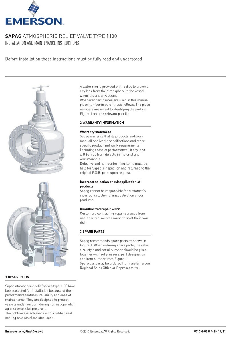 Emerson Sapag 1100 Installation and maintenance instructions