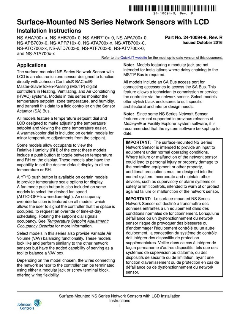 Johnson Controls NS Series installation instructions