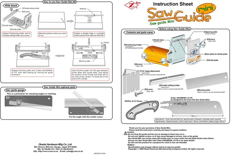 Z-Saw Saw guide Mini instruction sheet