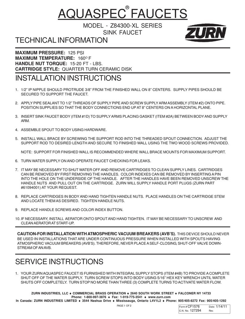 ZURN AQUASPEC Z84300-XL SERIES Manual