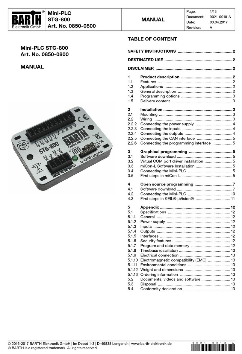 Barth STG-800 Operating and maintenance instructions