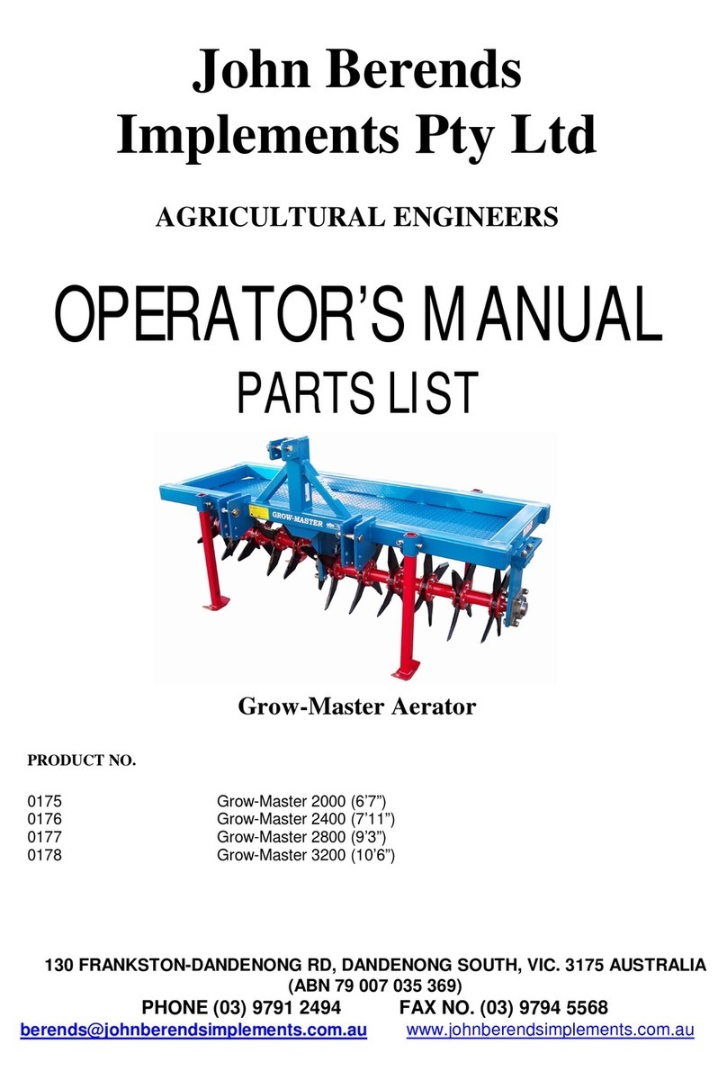 John Berends Implements Pty Ltd Grow-Master 2000 Operator's manual John Berends Implements Pty Ltd Grow-Master 2000 Operator's manual