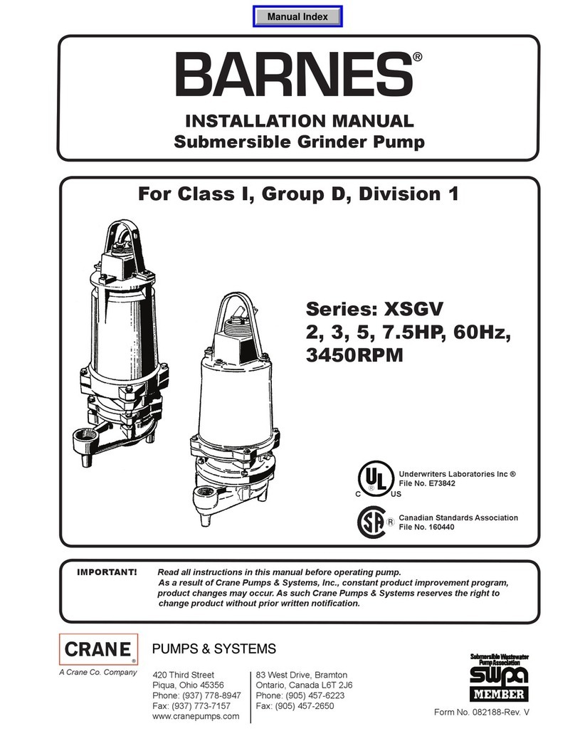 Crane Barnes XSGV 2 HP installation manual