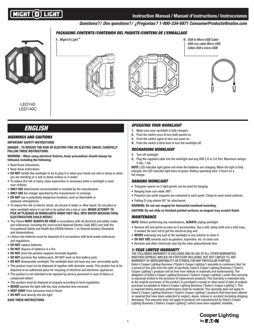 Eaton Cooper Lighting Might D Light LED140 User manual