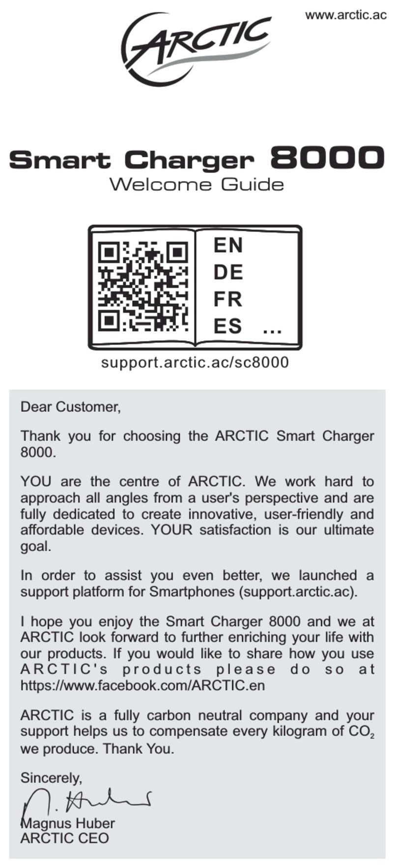 Arctic Smart Charger 8000 Welcome guide