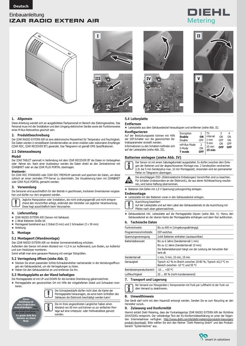 Diehl Metering IZAR RADIO EXTERN AIR installation guide Diehl Metering IZAR RADIO EXTERN AIR installation guide