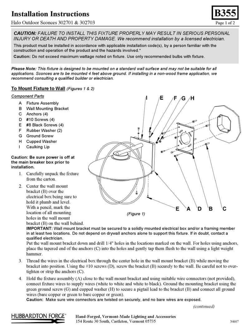 Hubbardton Forge Halo 302701 User manual Hubbardton Forge Halo 302701 User manual