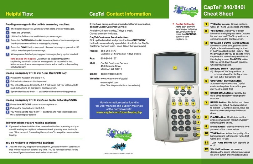 captel 840i CHEAT SHEET