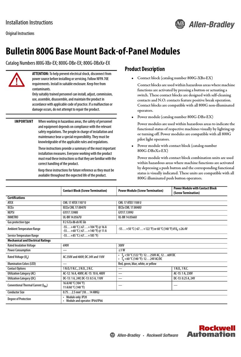 Rockwell Automation Allen-Bradley 800G-XBx-EX User manual