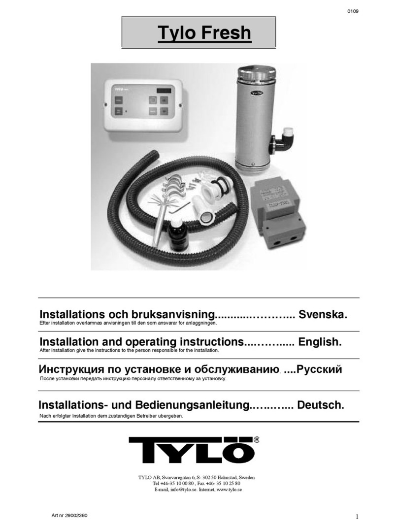 Tylo Fresh Installation and operating instructions Tylo Fresh Installation and operating instructions