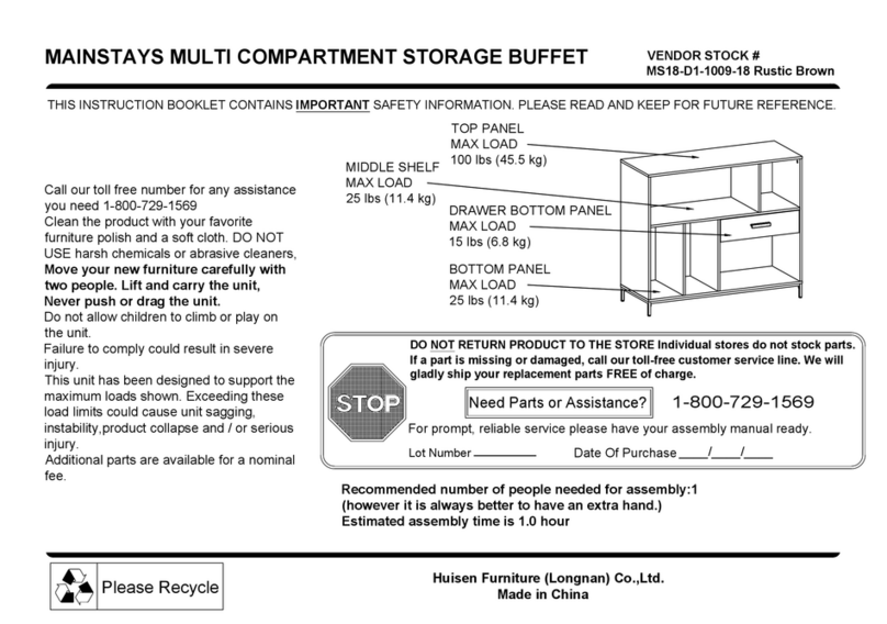 Huisen Furniture MS18-D1-1009-18 Instruction booklet Huisen Furniture MS18-D1-1009-18 Instruction booklet