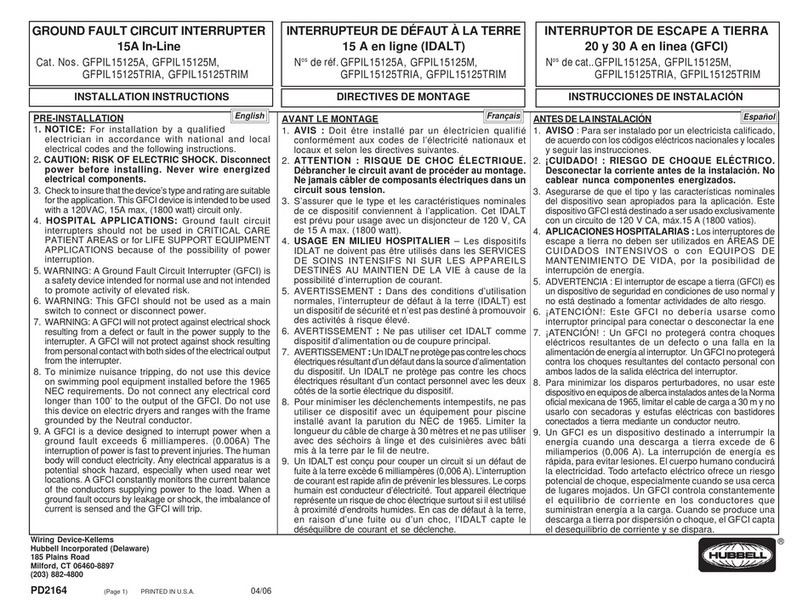 Hubbell GFPIL15125 installation instructions Hubbell GFPIL15125 installation instructions