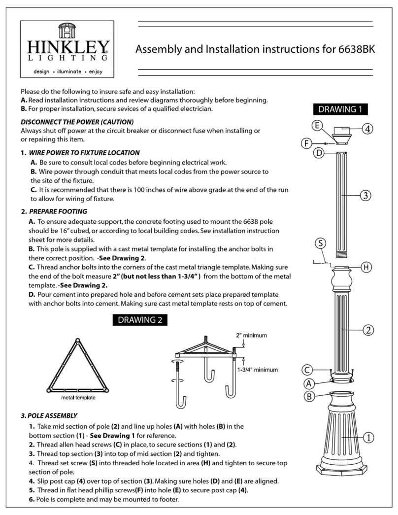 Hinkley Lighting 6638BK Assembly and installation instructions