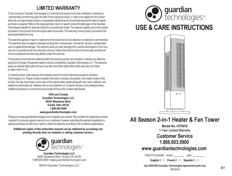 Guardian HTR410 Use & care instructions